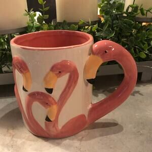 Flamingo Mug Large White / Tropical Pink 3 D 30oz